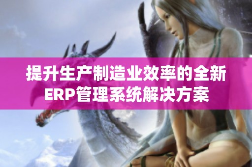 提升生产制造业效率的全新ERP管理系统解决方案