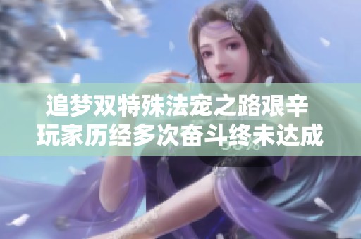 追梦双特殊法宠之路艰辛 玩家历经多次奋斗终未达成目标