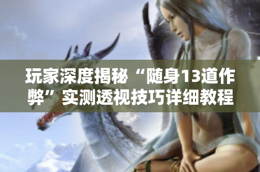 玩家深度揭秘“随身13道作弊”实测透视技巧详细教程