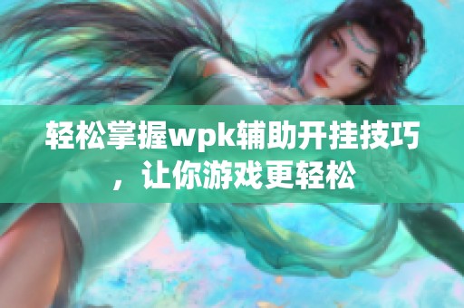 轻松掌握wpk辅助开挂技巧，让你游戏更轻松