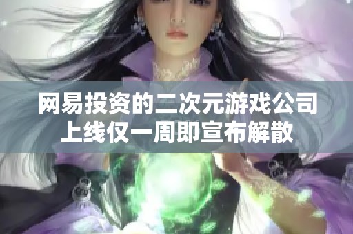 网易投资的二次元游戏公司上线仅一周即宣布解散