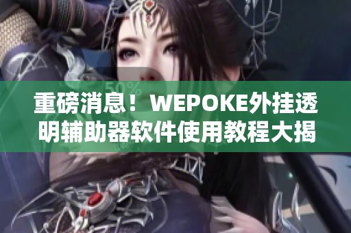 重磅消息！WEPOKE外挂透明辅助器软件使用教程大揭秘