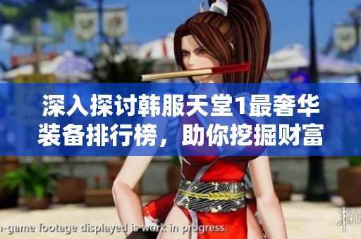 深入探讨韩服天堂1最奢华装备排行榜，助你挖掘财富潜力!