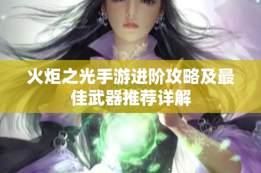 火炬之光手游进阶攻略及最佳武器推荐详解