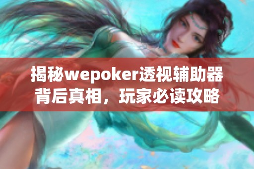 揭秘wepoker透视辅助器背后真相，玩家必读攻略
