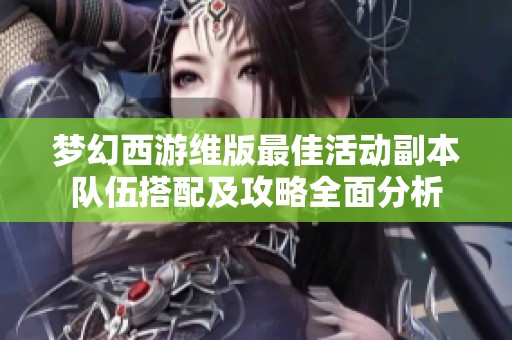梦幻西游维版最佳活动副本队伍搭配及攻略全面分析