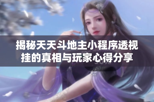 揭秘天天斗地主小程序透视挂的真相与玩家心得分享