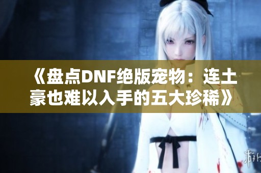 《盘点DNF绝版宠物：连土豪也难以入手的五大珍稀》