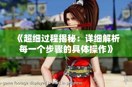 《超细过程揭秘：详细解析每一个步骤的具体操作》