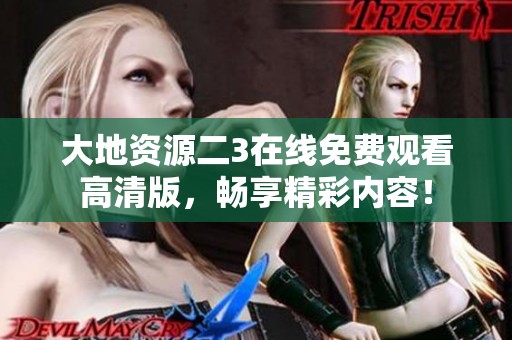 大地资源二3在线免费观看高清版，畅享精彩内容！