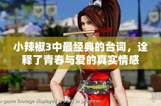 小辣椒3中最经典的台词，诠释了青春与爱的真实情感