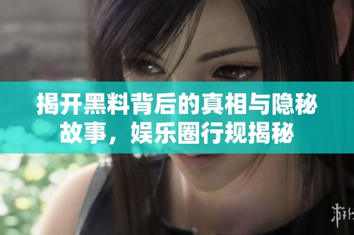 揭开黑料背后的真相与隐秘故事，娱乐圈行规揭秘