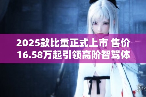 2025款比重正式上市 售价16.58万起引领高阶智驾体验