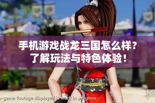 手机游戏战龙三国怎么样？了解玩法与特色体验！