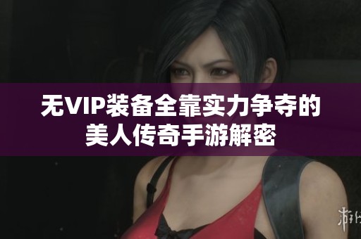 无VIP装备全靠实力争夺的美人传奇手游解密