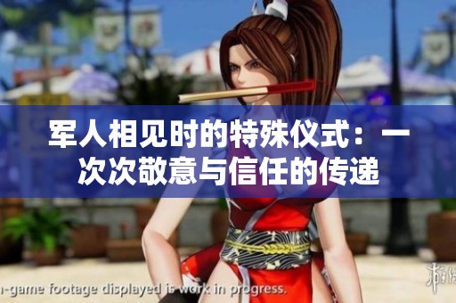 军人相见时的特殊仪式：一次次敬意与信任的传递