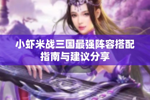 小虾米战三国最强阵容搭配指南与建议分享