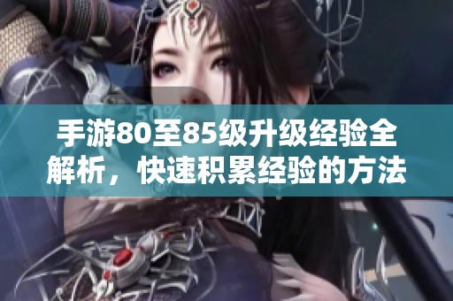 手游80至85级升级经验全解析，快速积累经验的方法分享