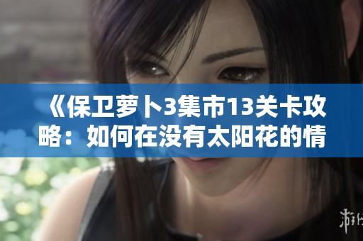 《保卫萝卜3集市13关卡攻略：如何在没有太阳花的情况下过关》