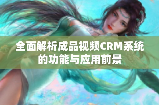 全面解析成品视频CRM系统的功能与应用前景