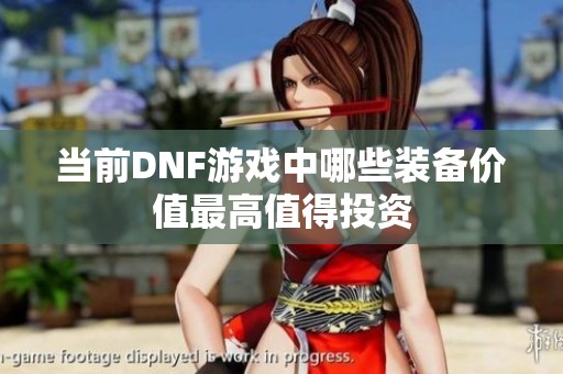 当前DNF游戏中哪些装备价值最高值得投资