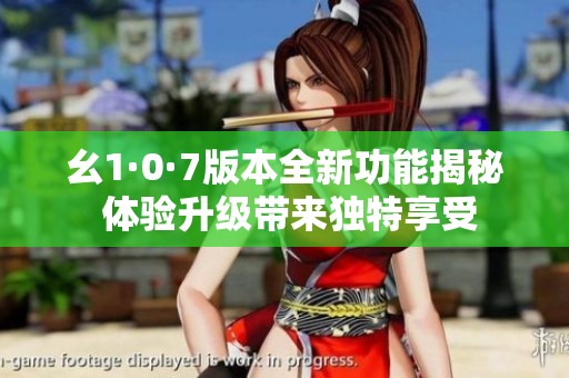 幺1·0·7版本全新功能揭秘 体验升级带来独特享受