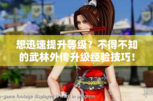 想迅速提升等级？不得不知的武林外传升级经验技巧！